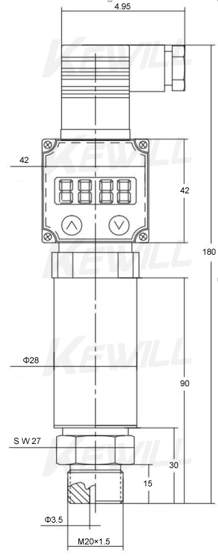 KAP10D系列现场显示型压力变送器尺寸图